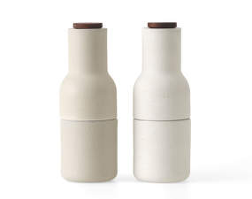 Bottle Grinder Ceramic, 2pcs, sand w. walnut lid