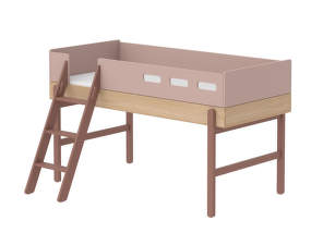 Popsicle Mid-high Bed with Slating Ladder, cherry