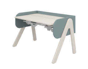 Woody Study Desk, white washed/light teal