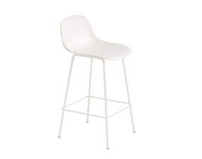 Fiber Stool 65cm with Backrest, Tube Base, natural white