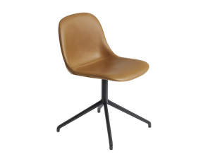 Fiber Side Chair Swivel Base, cognac leather / black