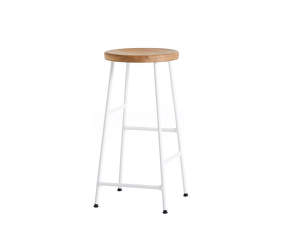 Cornet Bar Stool Low Cream White Steel, oiled oak