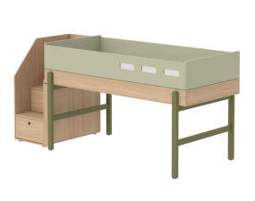 Popsicle Mid-high Bed with Staircase, kiwi