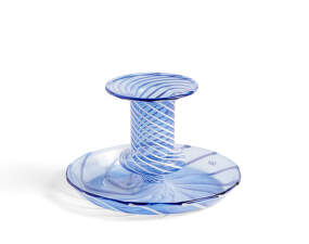 Flare Stripe Candleholder, light blue w. white