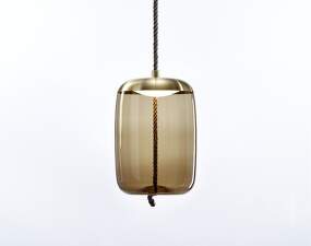 Knot Small Cilindro PC1034 Pendant Lamp, smoke brown / brass