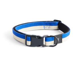 Dogs Collar Flat M/L, off-white/blue