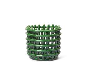 Ceramic Basket Small, emerald green