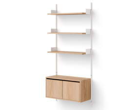 Wall Shelf 1900 Cabinet Low w. Doors, oak/white