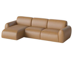 Núvol Sofa 3 Modules With Small Corner and Chaise Longue Left, light cognac