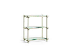 Woody Shelving System Column Low, smokey grey/clear glass