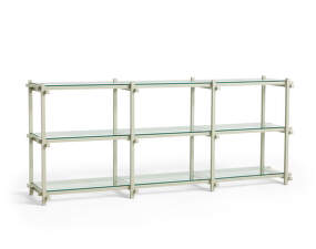 Woody Shelving System Low, smokey grey/clear glass