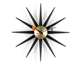 Sunburst Clock, black/brass