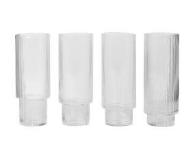 Ripple Long Drink Glasses, Set of 4, clear