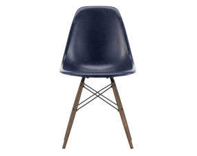 Eames Fiberglass Side Chair DSW, navy blue/dark maple