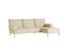 Pandarine 3-seater Sofa Right Cylindrical Armrest, Lint beige / oiled solid oak