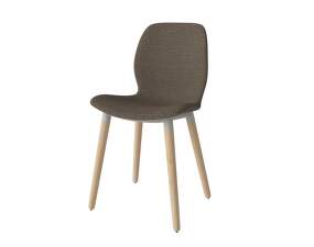 Seed Dining Chair Wood Upholstered, white pigmented oak / Memory dark beige