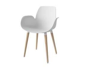 Seed Dining Chair with Armrest Wood, white pigmented oak / white
