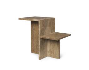 Distinct Side Table, dark brown travertine
