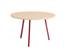 Loop Stand Table Round Ø120, oak/maroon red