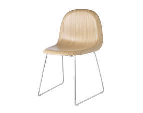 3D Dining Chair Chrome Sledge Base, oak