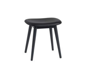 Fiber Stool Wood Base, black leather