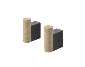 Attach Coat Hook, Set of 2, black/oak