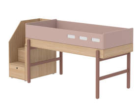 Popsicle Mid-high Bed with Staircase, cherry