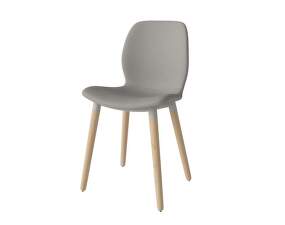 Seed Dining Chair Wood Upholstered, white pigmented oak / Revi light grey