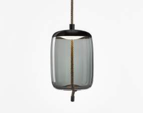 Knot Cilindro PC1019 Pendant Lamp, smoke grey / black matte