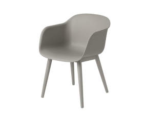 Fiber Armchair Wood Base, grey