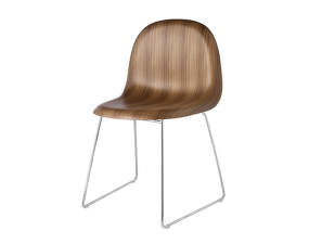 3D Dining Chair Chrome Sledge Base, american walnut