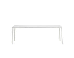 Plate Table 90x200, marble carrara/white base