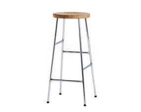 Cornet Bar Stool High Chromed Steel, oiled oak