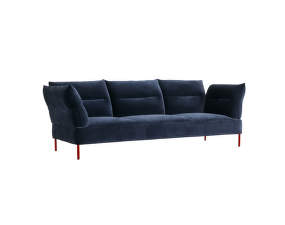 Pandarine 3-seater Sofa Reclining Armrest, Lola navy / maroon red stained solid oak