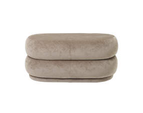 Pouf Oval Faded Velvet, beige