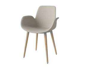 Seed Dining Chair with Armrest Wood Upholstered, white pigmented oak / London ivory