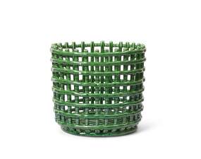 Ceramic Basket Large, emerald green