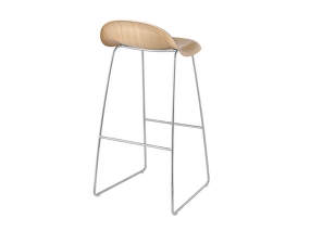 3D Bar Stool Chrome Sledge Base, oak