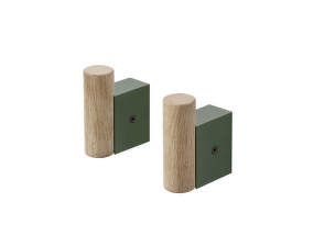 Attach Coat Hook, Set of 2, dark green/oak