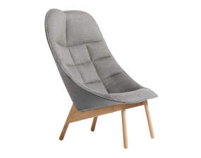 Uchiwa Quilt Armchair, lacquered oak, Roden 05/Lola warm grey