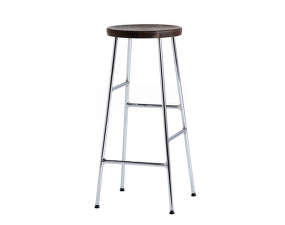 Cornet Bar Stool High Chromed Steel, smoked oiled oak