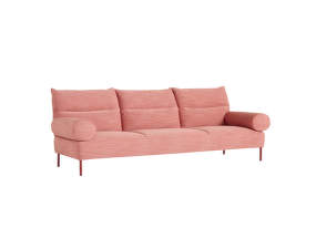 Pandarine 3-seater Sofa Cylindrical Armrest, Raas 562 / maroon red stained solid oak