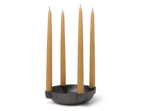 Bowl Candle Holder Medium, blackened aluminium