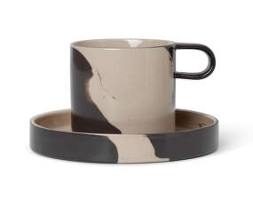 Inlay Cup with Saucer, sand/brown