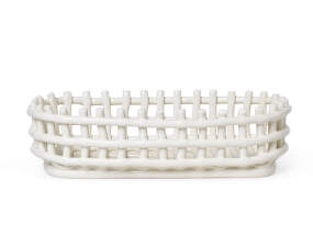 Ceramic Basket Oval, off-white