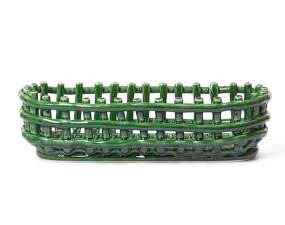 Ceramic Basket Oval, emerald green
