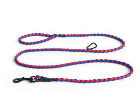 Dogs Leash Braided Adjustable, blue/red