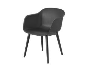 Fiber Armchair Wood Base, black