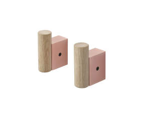 Attach Coat Hook, Set of 2, rose/oak