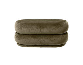 Pouf Oval Faded Velvet, forest